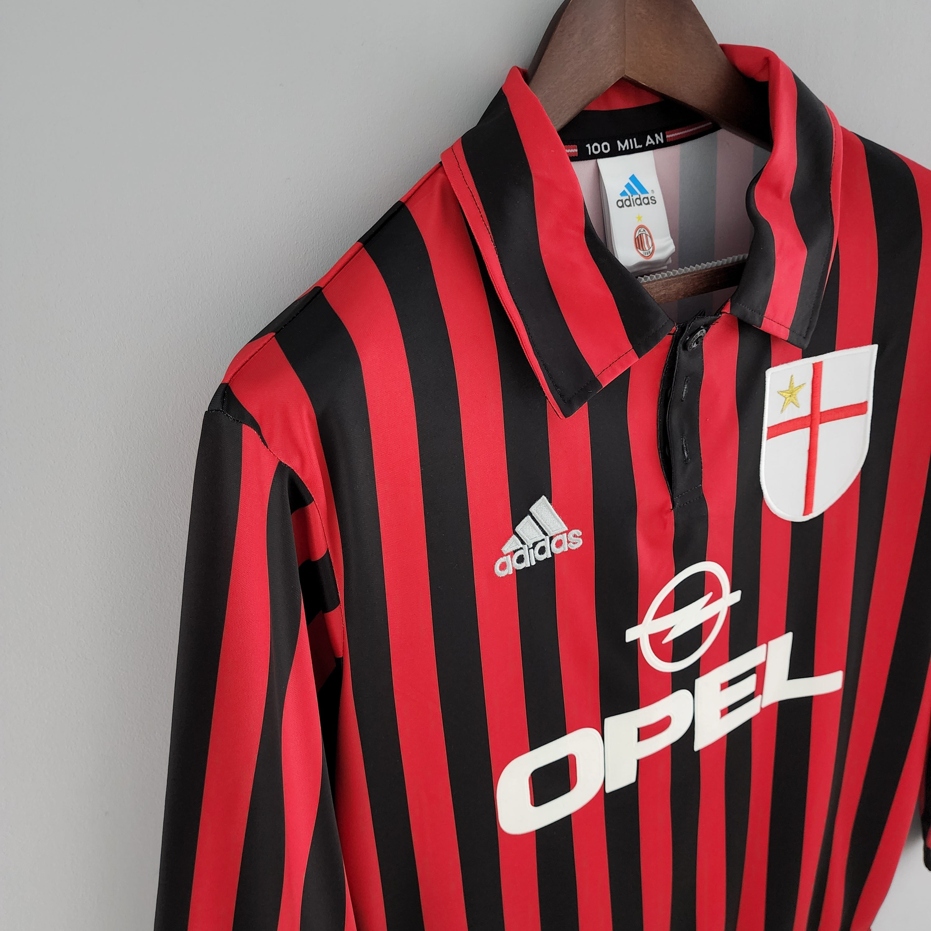 Camisa Manga Longa Milan 1999/2000 Preto e Vermelho