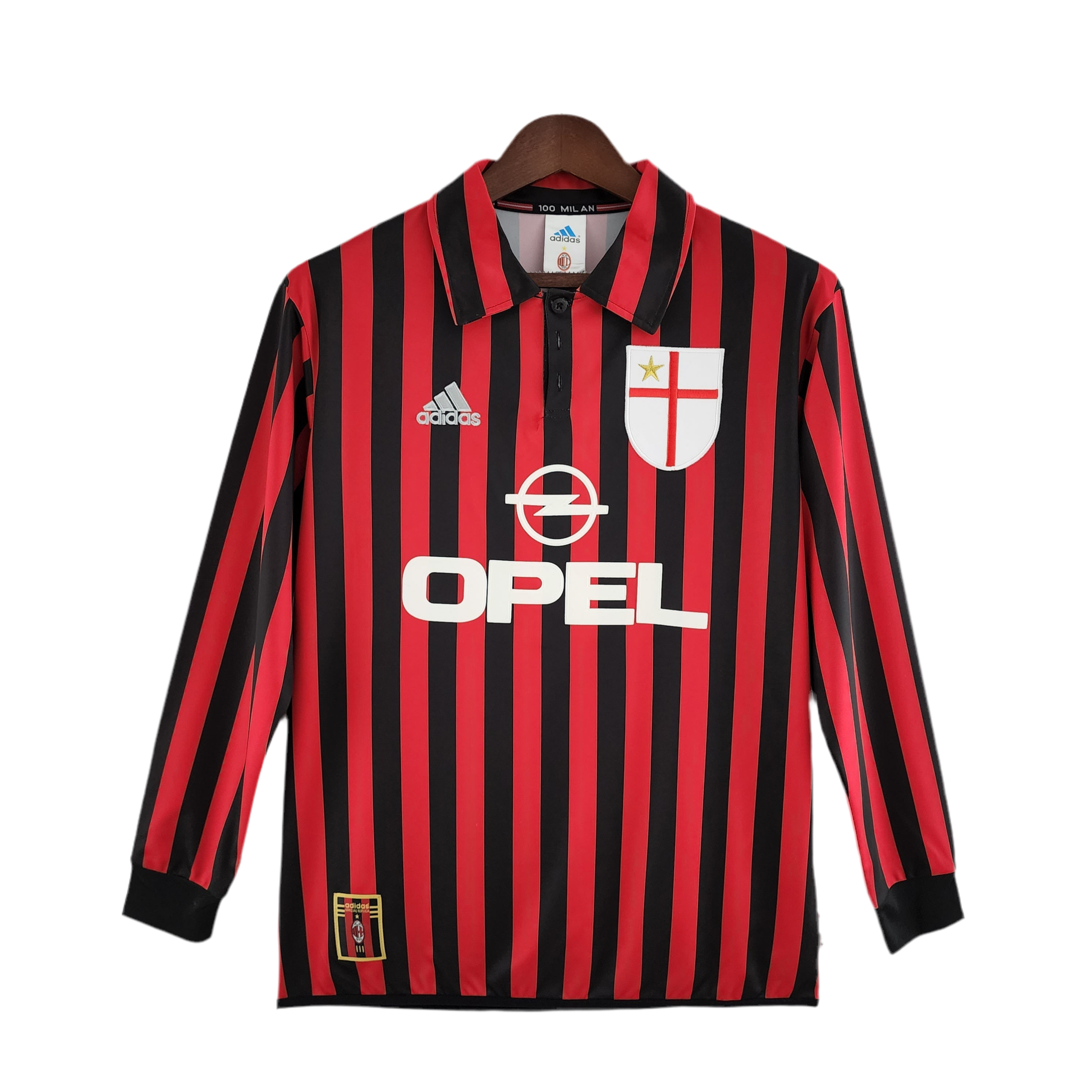 Camisa Manga Longa Milan 1999/2000 Preto e Vermelho